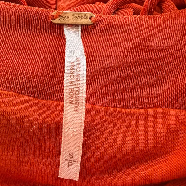 Free People Hypnotized Maxi Dress Womens Small Slinky Red Orange‎ Cutout Ruched - Image 5