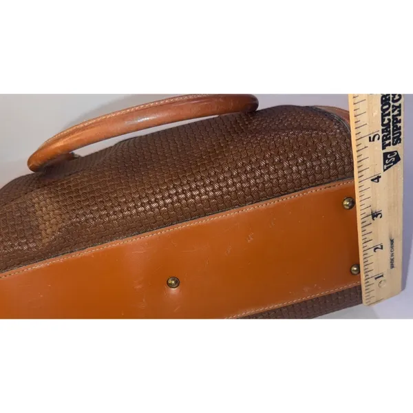 Vintage JR Julius Resnick Monogram Lining Leather Woven Purse Satchel Bag USA - Image 9