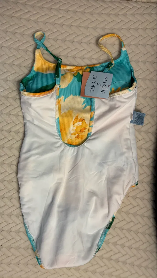 Shade & Shore One-Piece Swimsuit XS Teal Floral New - Image 3