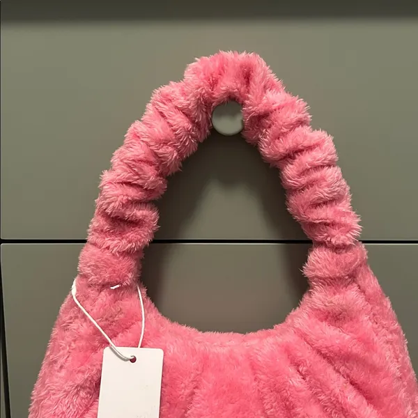 JW PEI Gabbi Terry Ruched Pink Faux Fur Fuzzy Hobo Handbag Revolve - Image 7