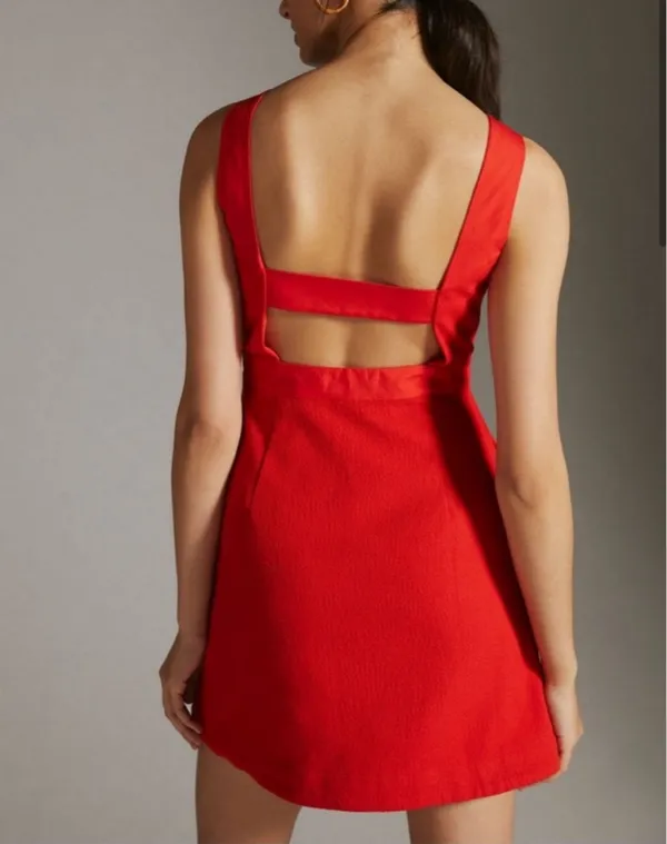 BNWT Anthropologie Maeve sleeveless square neck red mini dress - Image 2