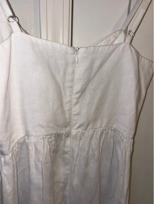 Reformation Velma $198 100% Linen Small White Button-Front Midi Dress Straps - Image 6