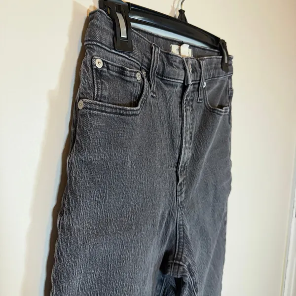 Madewell The Perfect Vintage Straight Jeans Womens 26 Gray Crinkle Wash - Image 2