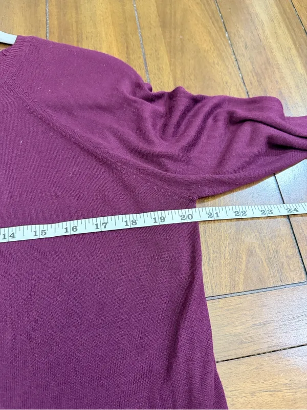 Zara Knit Lightweight Burgundy Thin Crewneck Sweater Size S - Image 3