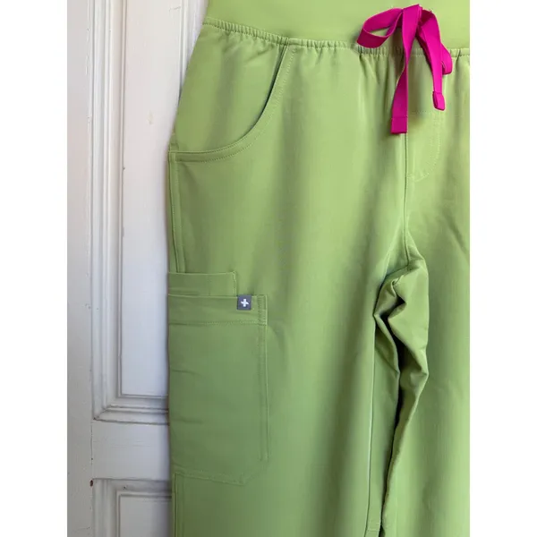FIGS Kade Cargo Scrub Pants Matcha Green Pink Drawstring Size XS Petite 1000219P - Image 3