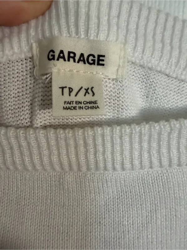 Garage White Knit Sweater Top with Navy Stripes XS NWT - Image 3