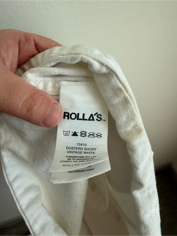 Rolla's Dusters High Rise Slim White Denim Shorts Button Fly Size 25 - Image 14