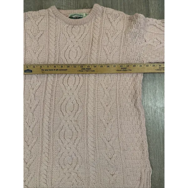 Aran Crafts Sweater Women M Pink Merino Wool Fisherman Cable Knit Ireland * - Image 5