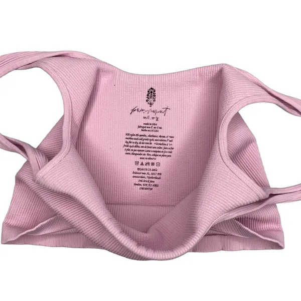 Free People HAPPINESS RUNS SQUARE NECK CROP TOP TANK PINK M L - Image 11