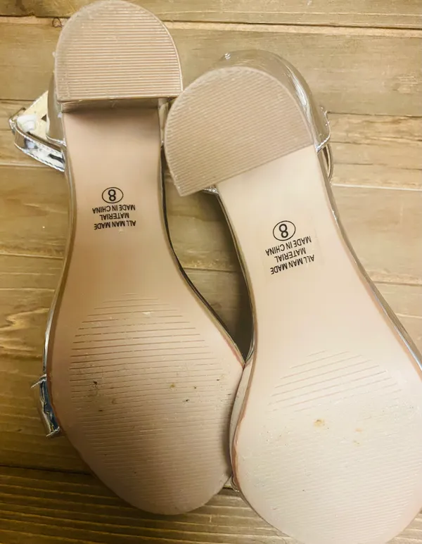 Women's silver platform with block heal and strap on ankle size 8 - Image 7