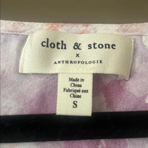Anthropologie Cloth and Stone Splatter Print V-Neck Top Blouse Long Sleeve Size Small - Image 3