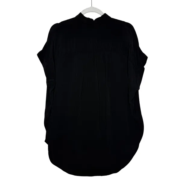 Madewell Central Drapey Button Front Dolman Shirt Size Small Black Preppy Office - Image 8
