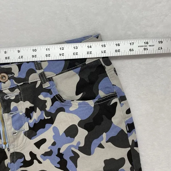 New Flamingo Shorts Womens S Carpenter Bermuda Blue‎ Camo button/zip fly - Image 2