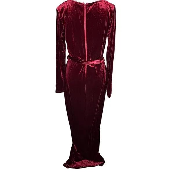 Windsor Dark Red Velvet Maxi Dress L Gothic Romance Formal Gown - Image 3