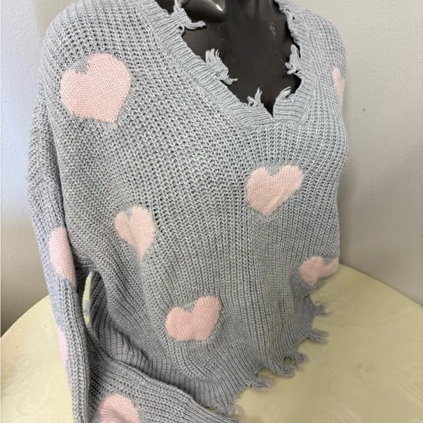No Boundaries Juniors' Chewed Conversational Sweater - Image 9