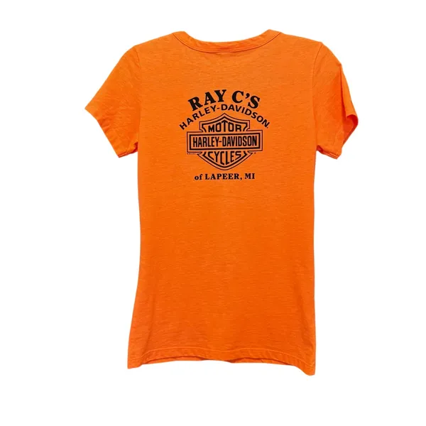 Harley Davidson Y2K Graphic V Neck T-Shirt‎ S Biker Moto Burnout Rhinestone - Image 4