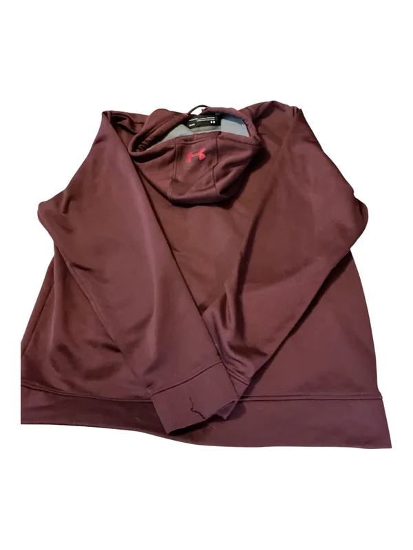 Under Armour ColdGear Armour Fleece Hoodie Mens Large Burgundy Maroon Red Logo - Image 2