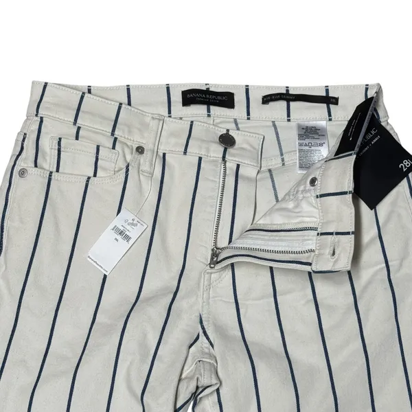 Banana Republic Mid Rise Skinny Ankle Jeans Cream Blue Stripe 28L - Image 3