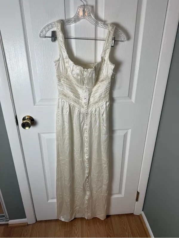 House of CB Illiana Ivory Real Silk Maxi Dress XS - Image 2
