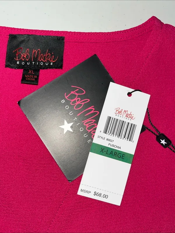 Bob Mackie Boutique NWT Size XL Fuchsia Pink Surplice V-Neckline Blouse Top - Image 4