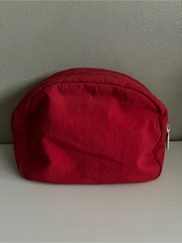 Lululemon Double Zip Pouch Lunar New Year Dark Red Gold Hardware Travel Makeup - Image 3