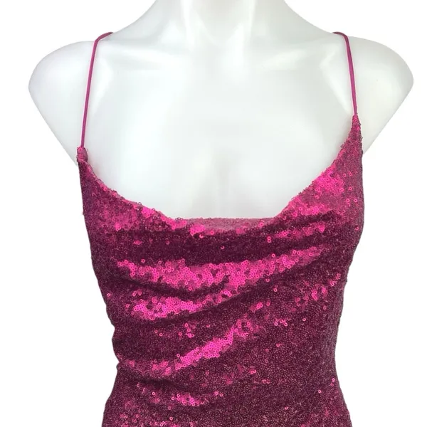 Hello Molly Pink Metallic Glitter Sequin Sleeveless Cami Camisole Mini Dress 4 - Image 7