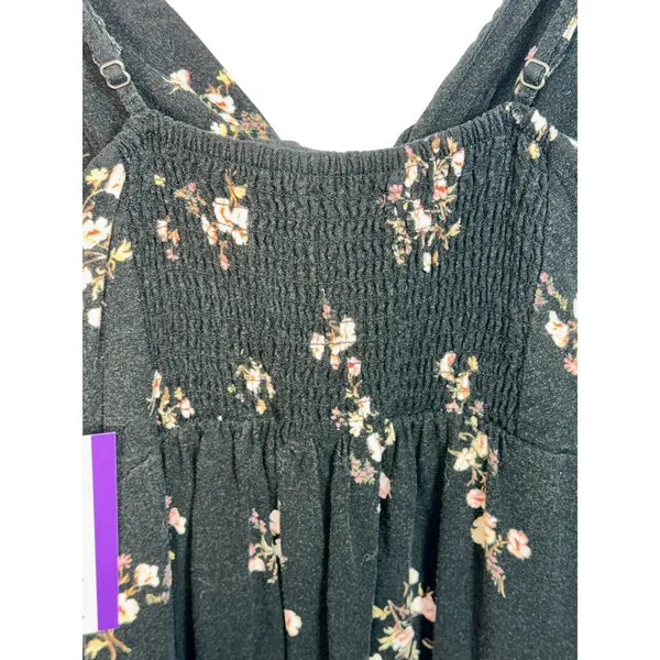 Abercrombie & Fitch Black Floral Smocked Cutout High Slit Midi Dress Womens XS - Image 9