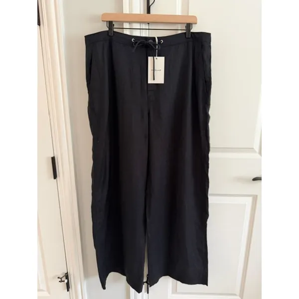 Everlane NWT Wide-Leg Drawstring Linen Pants Black 16R - Image 2