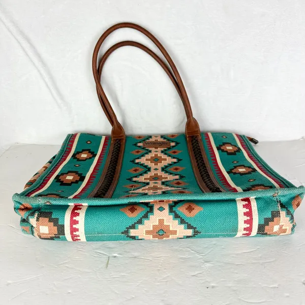 Wrangler Southwestern Dual Sided Wide Tote Bag Teal Western Boho Laptop - Image 8