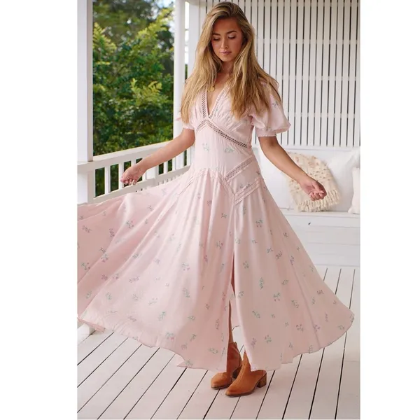 Free People Ethereal Dainty Still In Love Maxi Dress Floral Cottage 10 Medium - Image 5