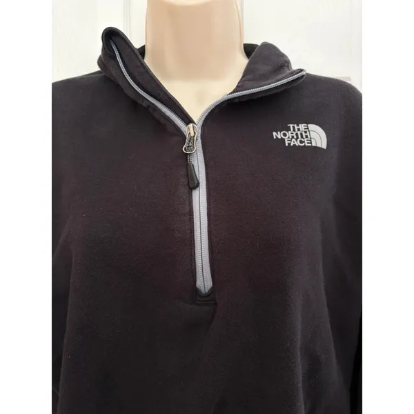 The North Face Womens Large Cropped Fleece 1/4 Zip Black Pullover sweatshirt - Image 2