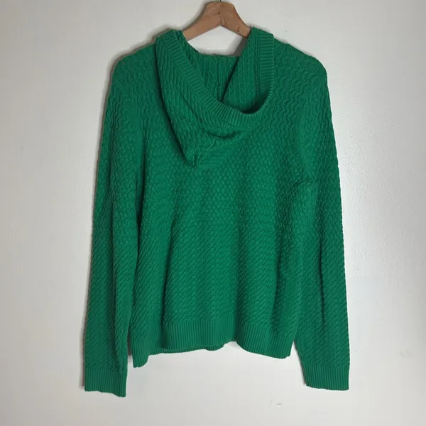 Charter club ladies Green Hooded Cardigan knit button up Sweater‎ size large - Image 9