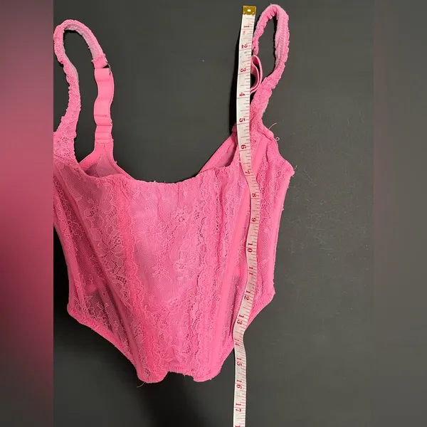 Pink Lace Corset Crop Tank Top Women’s Sz Small EUC - Image 5