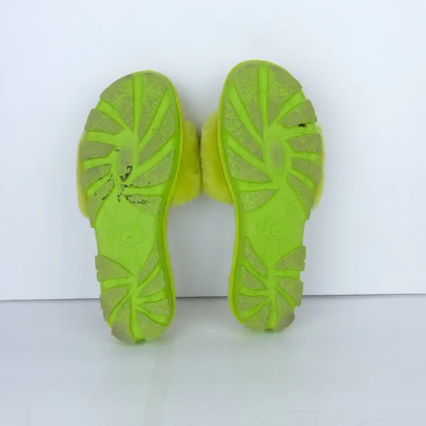 UGG Cozette Slides Womens 8 Electric Lime Sheepskin Fur Slip On Sandals Y2K - Image 11