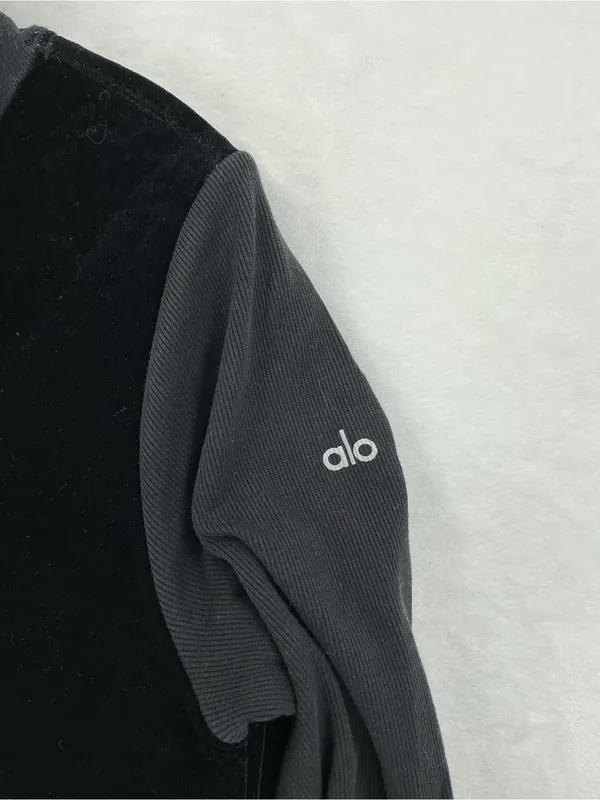 ALO Yoga Black Velvet Hoodie - Women's Sweatshirt 988 - Image 3