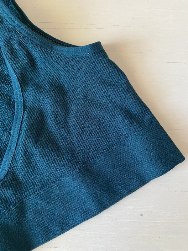 Out From Under Urban Outfitters seamless ribbed navy forest green v neck croptop - Image 3