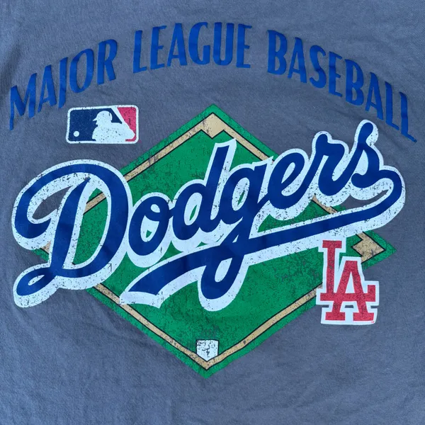 MLB Los Angeles Dodgers Mitchell & Ness Baseball Grey Graphic T-shirt - Image 4