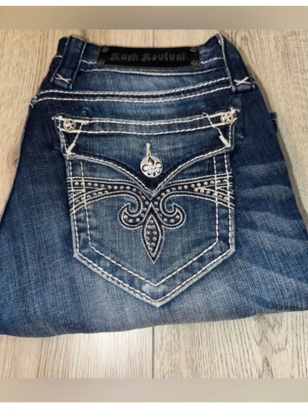 Rock Revival sora capri crop cropped Women's Dark Blue Jeans - Image 2