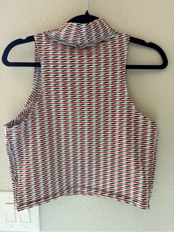 Free People Little Baby Blue Multi Print Turtleneck Crop Top - Image 5