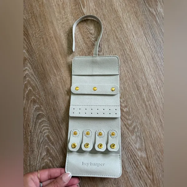 Harper Cream Suede Travel Jewelry Organizer - Image 2