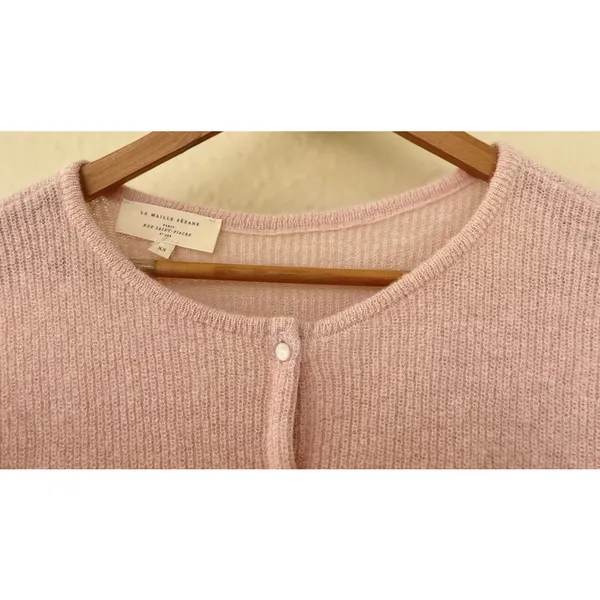 SEZANE Gaspard Mohair Alpaca Cardigan Button Down Rib Sweater XS Pink Coquette - Image 6