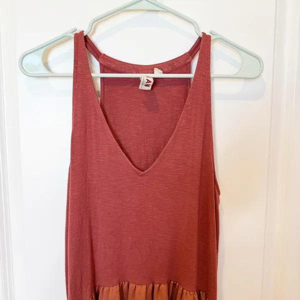 Anthropologie Dolan Coral Midi Dress Medium Satin Casual Stretch Lightweight‎ - Image 2