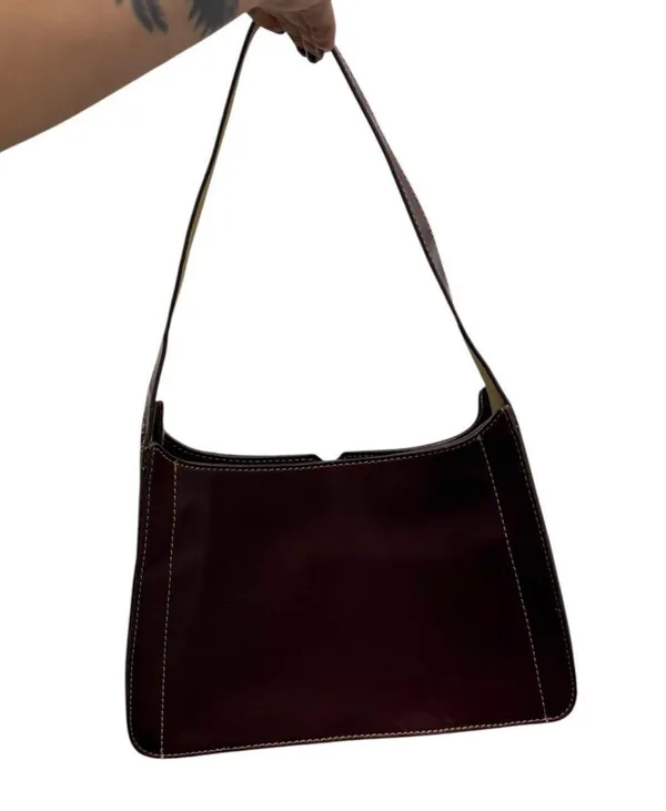 Elegant burgundy leather shoulder bag Red - Image 3