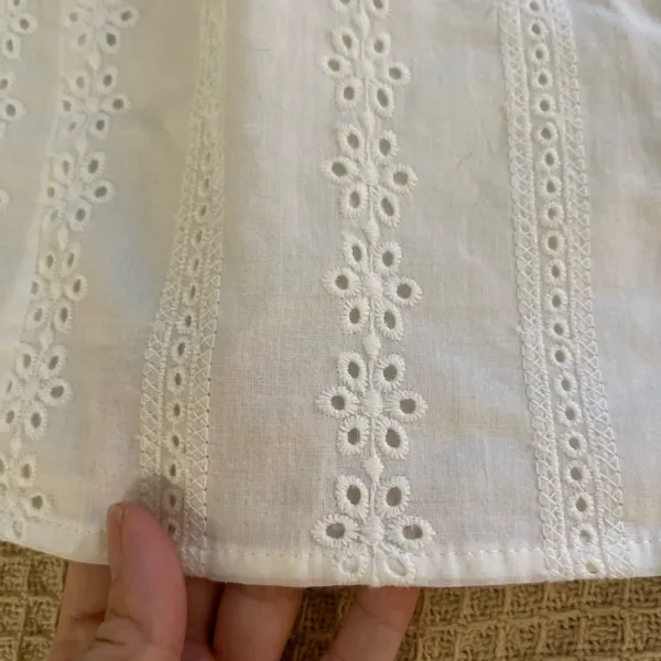 Mock ruffle neck eyelet embroidery crop top - Image 3