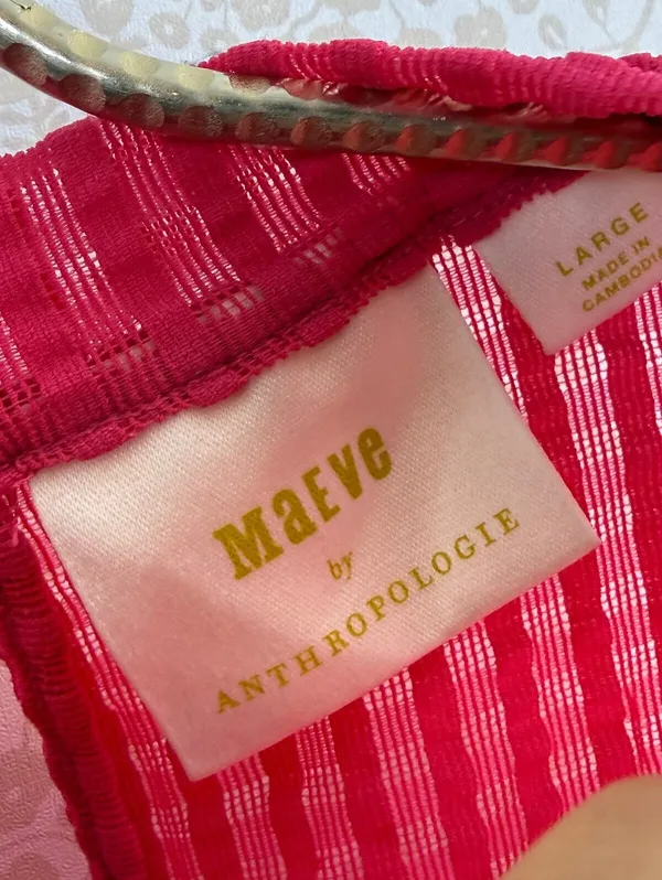 Maeve by Anthropologie Hot Pink Sheer Mesh Mock-Neck Top - Size - Large - Image 10