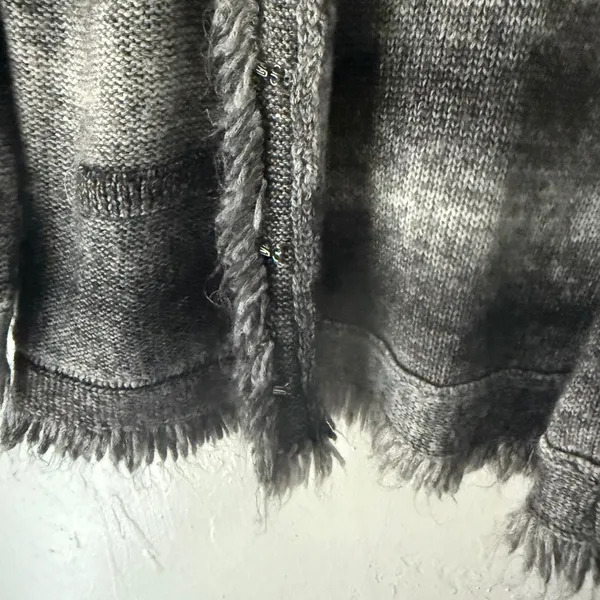 The Limited Scandal Collection Gray Fringe Knit Cardigan Sweater Wool‎ Blend - Image 5