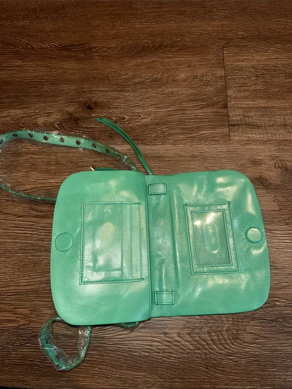 Hobo Leather Crossbody in Mint Green - Image 5