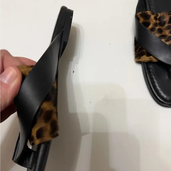 Lafayette 148 iris leopard print leather sandals‎ black brown size 36 - Image 4