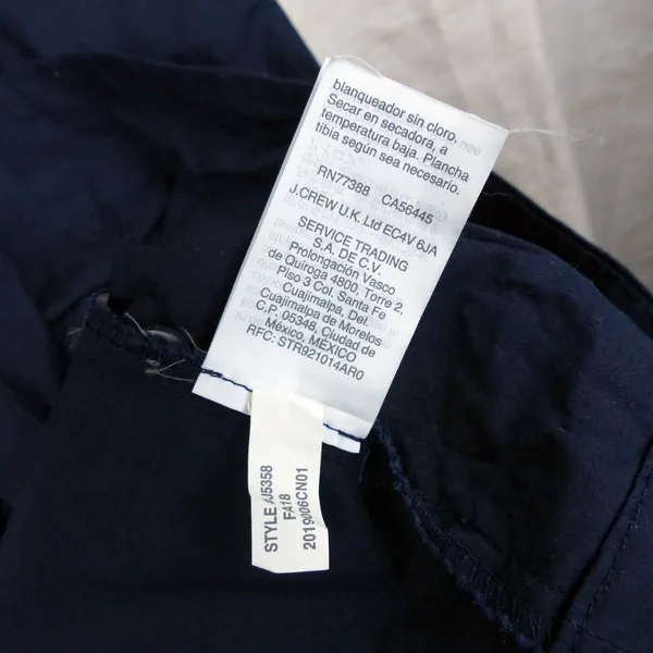 J.Crew Button Front Shirt Dress Womens 18 Navy Blue Cotton Poplin Midi Pockets - Image 10