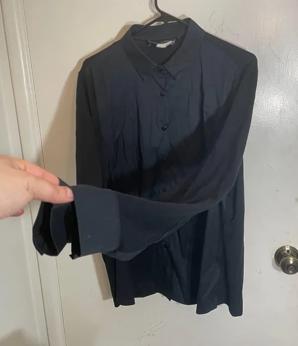 Collared Silk Button Down Blouse - Image 4